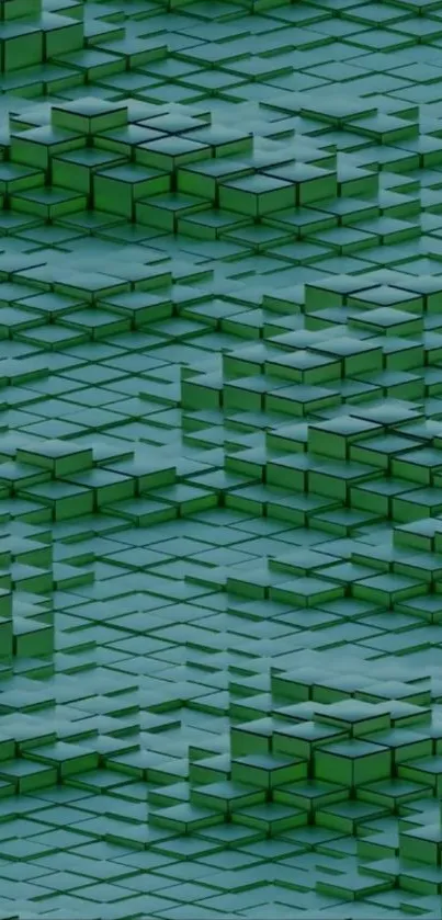 Geometric green wallpaper with abstract pattern.