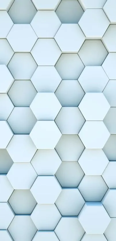 Light blue hexagon pattern wallpaper for mobile with a modern 3D geometric design.