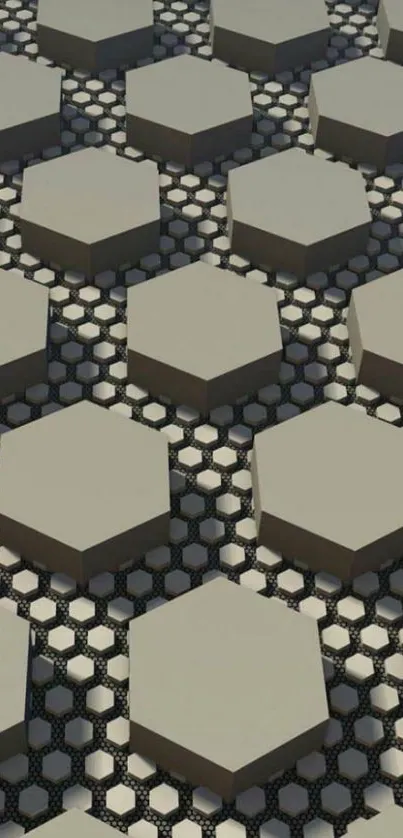 Hexagon pattern wallpaper with shades of gray and black.