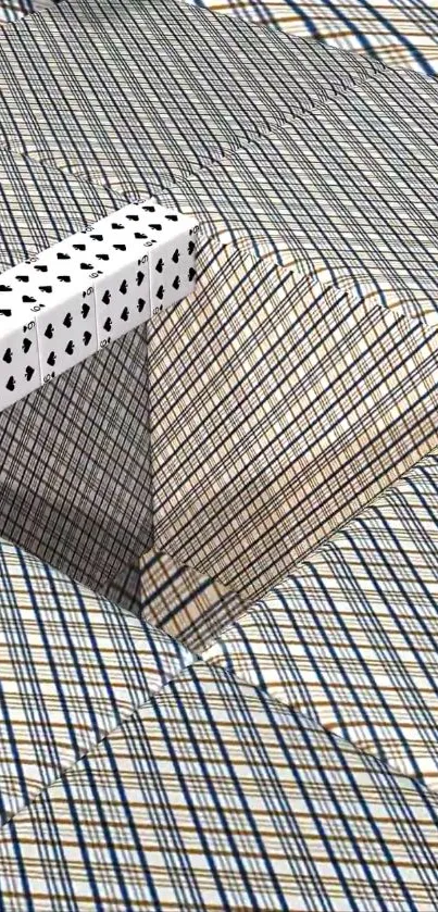Mobile wallpaper with geometric illusion and intricate patterns.