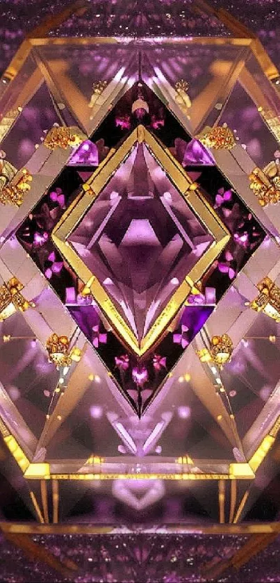 Purple geometric jewel art with gold accents.