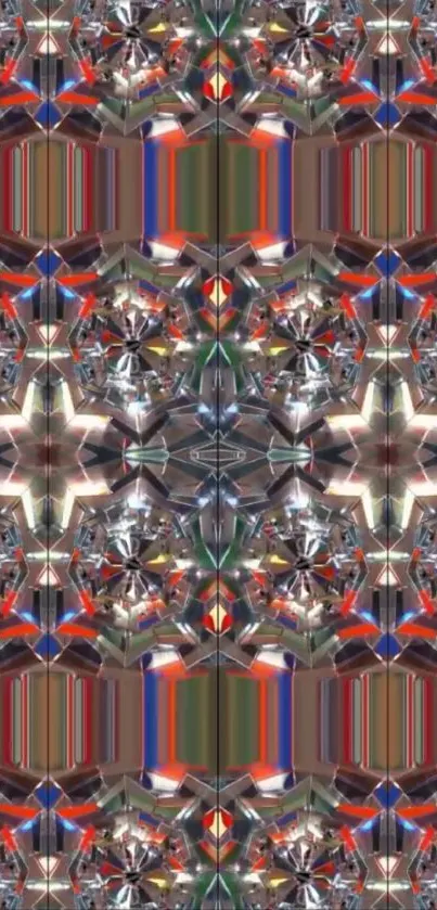 Colorful geometric kaleidoscope wallpaper design.