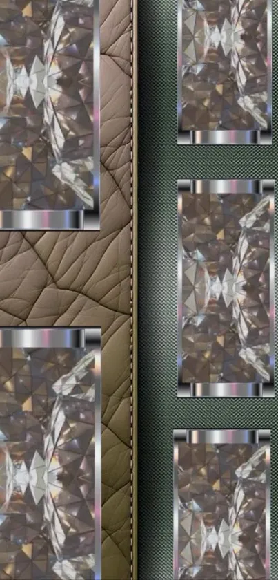 Geometric leather and crystal mobile wallpaper design.
