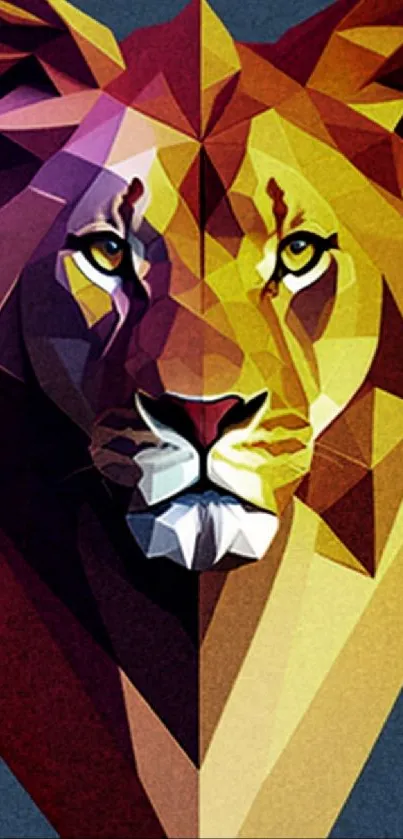 Colorful geometric lion wallpaper art