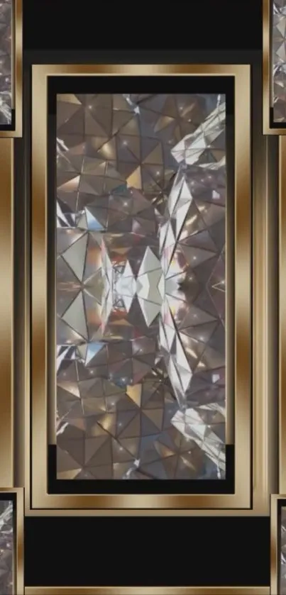 Luxurious geometric phone wallpaper with metallic accents.