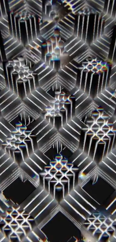 Intricate geometric metallic pattern design wallpaper.