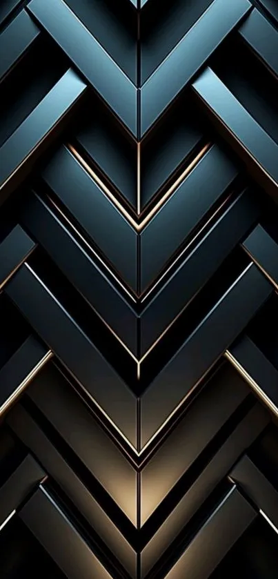 Geometric metallic wallpaper with chevron pattern