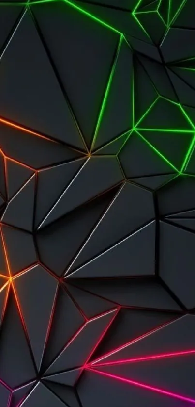 Geometric abstract wallpaper with neon lines.