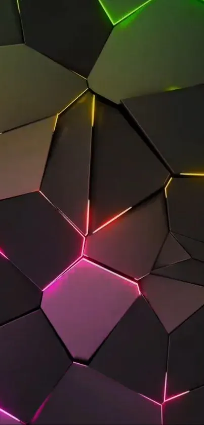 Geometric mobile wallpaper with neon accents