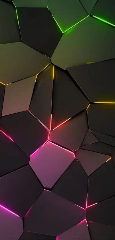 Abstract geometric wallpaper with neon lines.