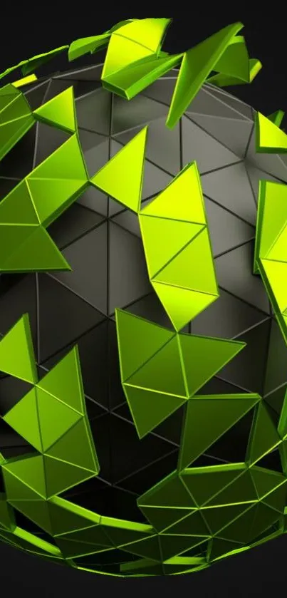 Abstract geometric neon green sphere design