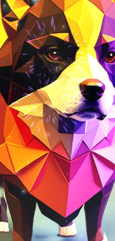 Geometric art of a colorful panda with a vibrant abstract design for mobile wallpaper.