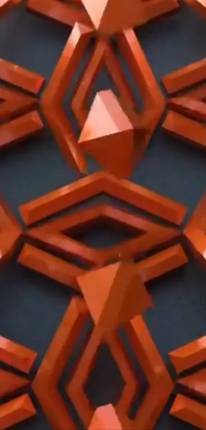3D geometric orange pattern wallpaper.