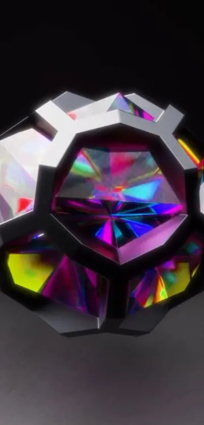 Colorful geometric prism with light reflections.