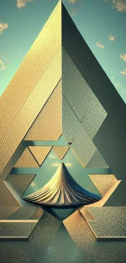 Abstract geometric pyramid art with a futuristic style for mobile wallpaper.