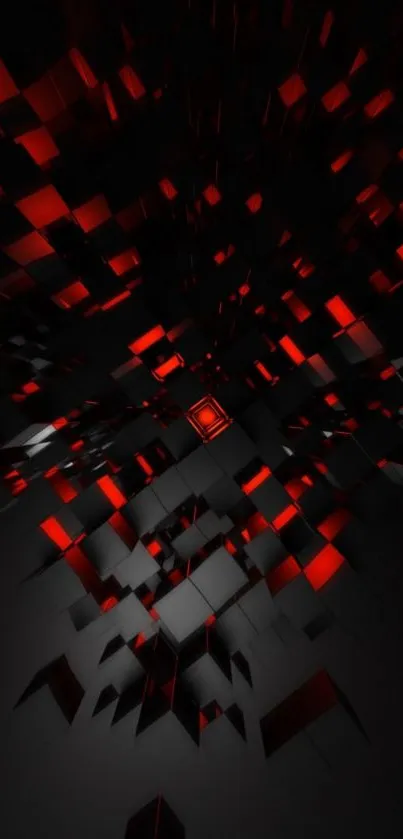 Red and black geometric abstract wallpaper with dynamic shapes.