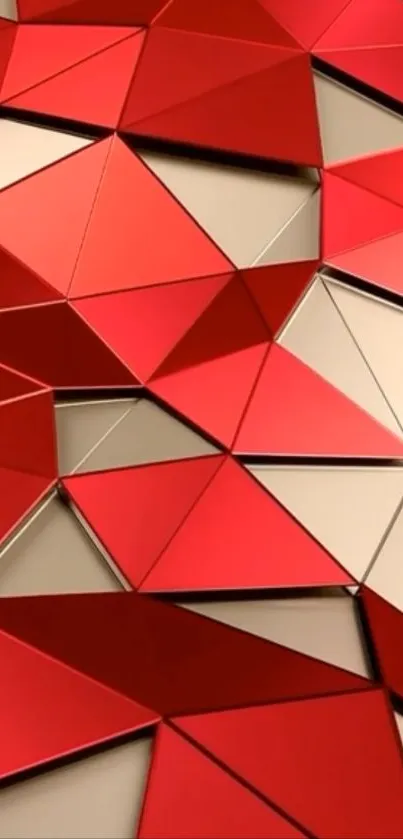 Red geometric abstract 3D shapes wallpaper.
