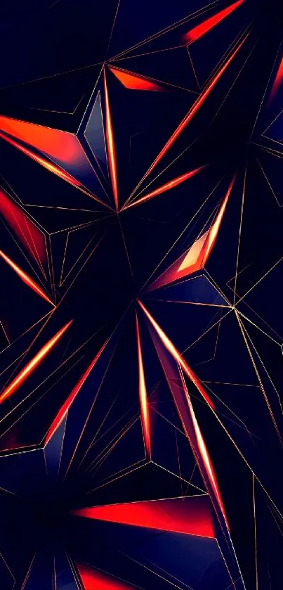 Geometric red and blue abstract art wallpaper.