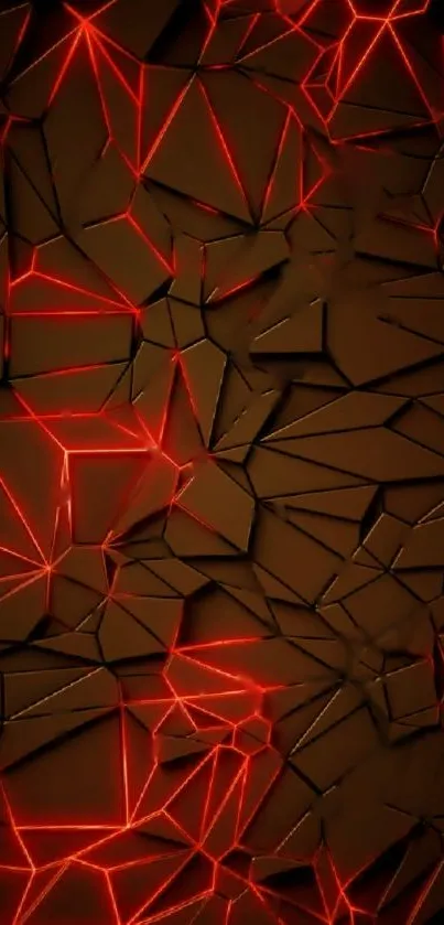 Dark geometric wallpaper with red neon lines.