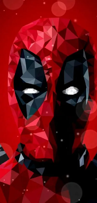 Geometric red mask with a vibrant design wallpaper.