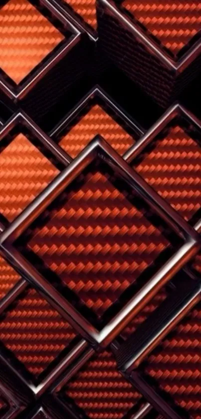 Geometric red diamond pattern wallpaper design.