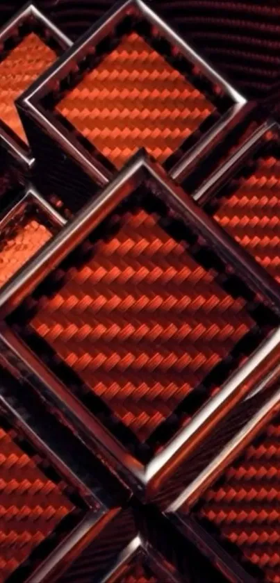 Geometric red pattern with diamond shapes.