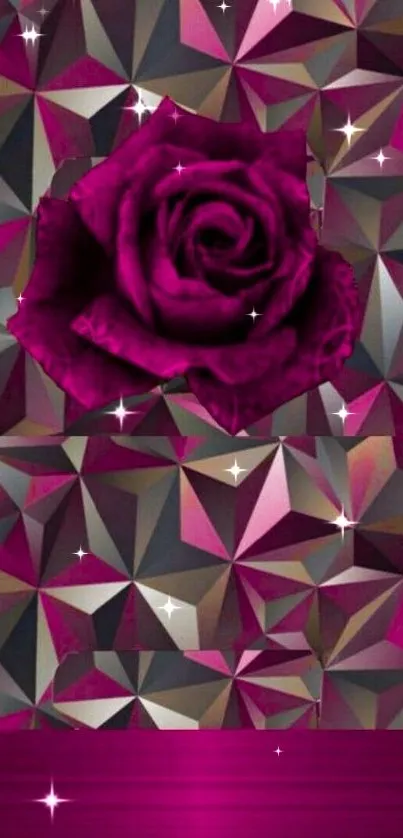 Geometric pattern with vibrant rose in magenta hues.