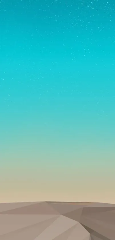 Geometric mobile wallpaper with a turquoise sky and abstract design.