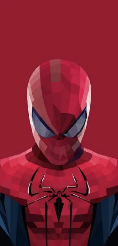 Geometric Spider-Man wallpaper in dark red tones.