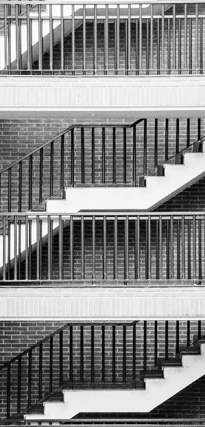 Black and white staircase with geometric design and symmetry.