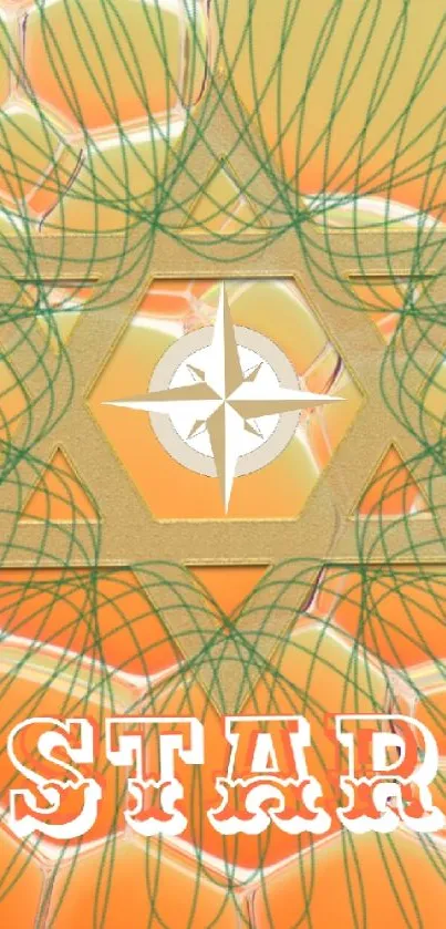 Orange and geometric star design mobile wallpaper.