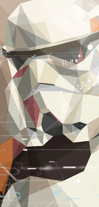 Geometric mosaic of Stormtrooper helmet in abstract style.