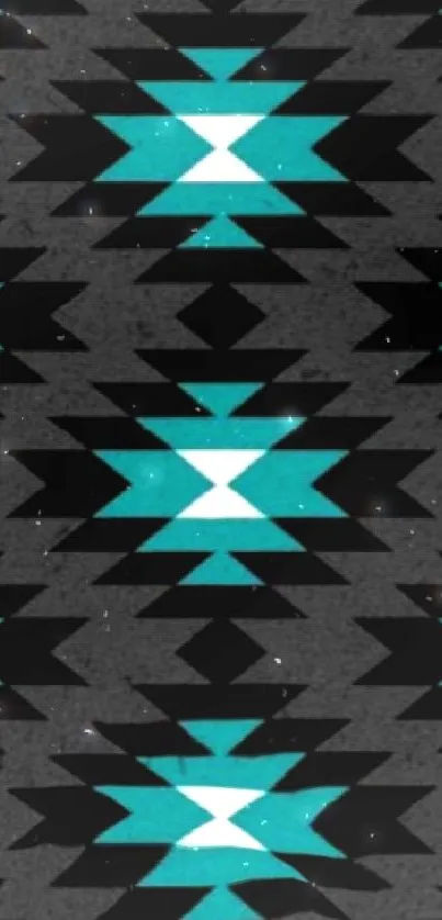 Stylish geometric teal and black pattern wallpaper with artistic flair.