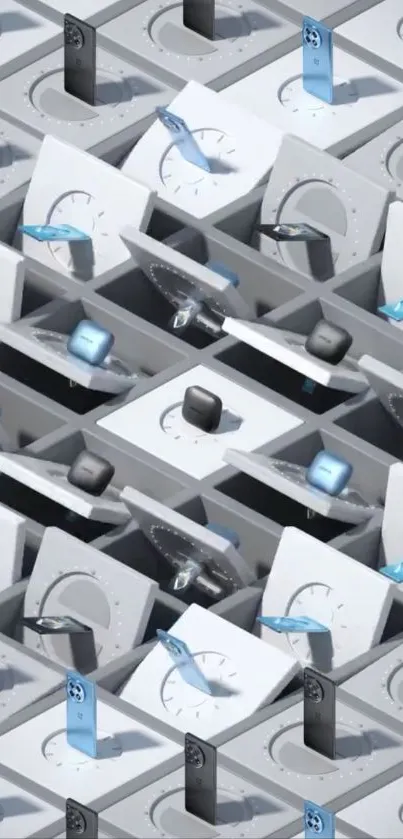 Geometric tech wallpaper with futuristic design.