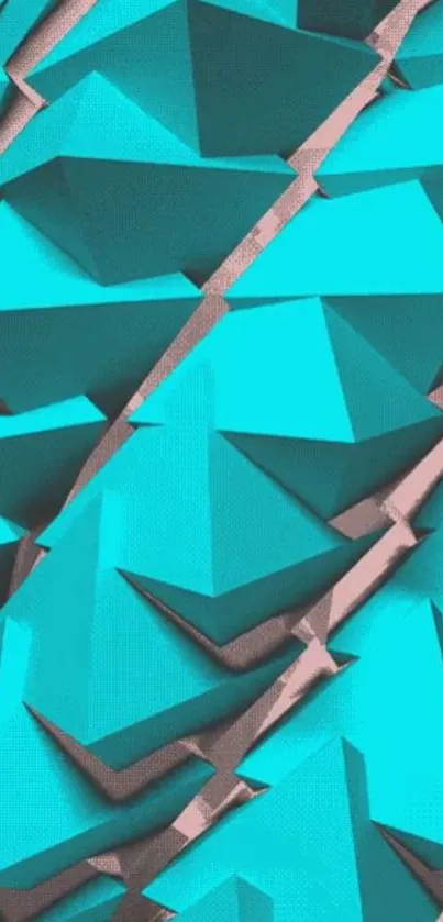 Turquoise geometric 3D pattern phone wallpaper.