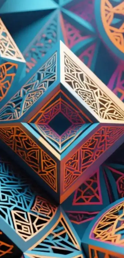 Intricate geometric patterns in vibrant colors.
