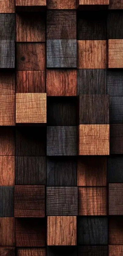 Geometric wooden blocks pattern wallpaper