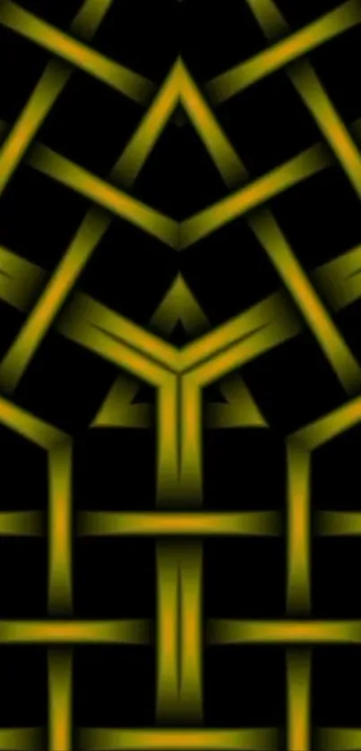 Geometric yellow and black pattern wallpaper.