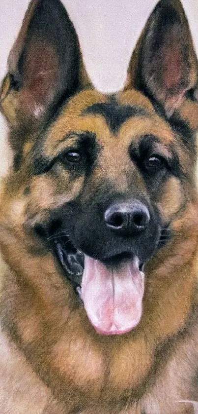 Portrait of a German Shepherd dog with a detailed artistic style.