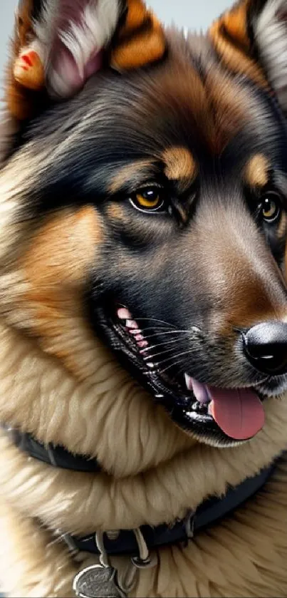 Realistic portrait of a German Shepherd dog with a brown and black coat.