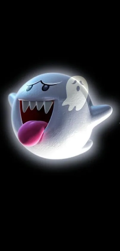 Whimsical ghost character on a dark background wallpaper.