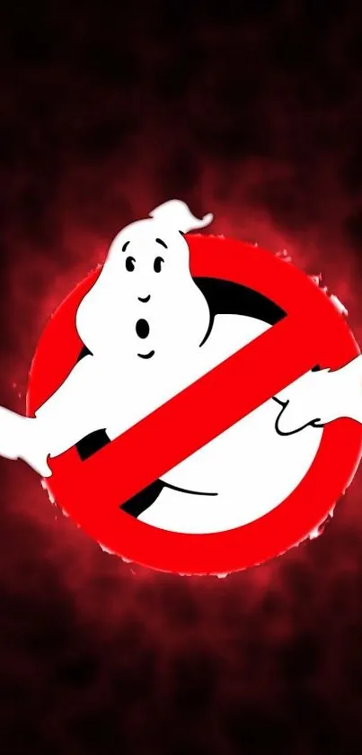 Ghost icon with red circle on dark background wallpaper.