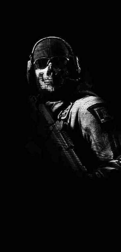 Dark-themed wallpaper featuring a ghostly soldier.