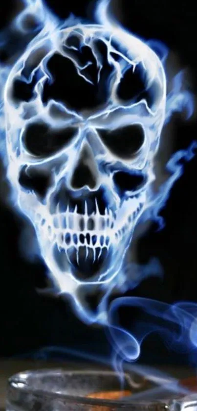 Ethereal smoke forms ghostly skull on black background.