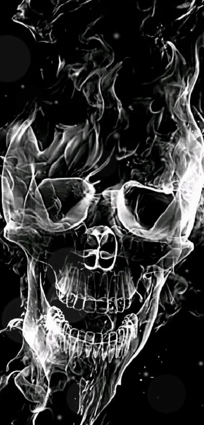 Ghostly smoke skull on black background, perfect for phones.