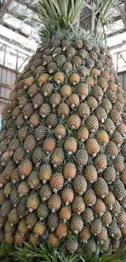 A giant pineapple display as unique phone wallpaper.