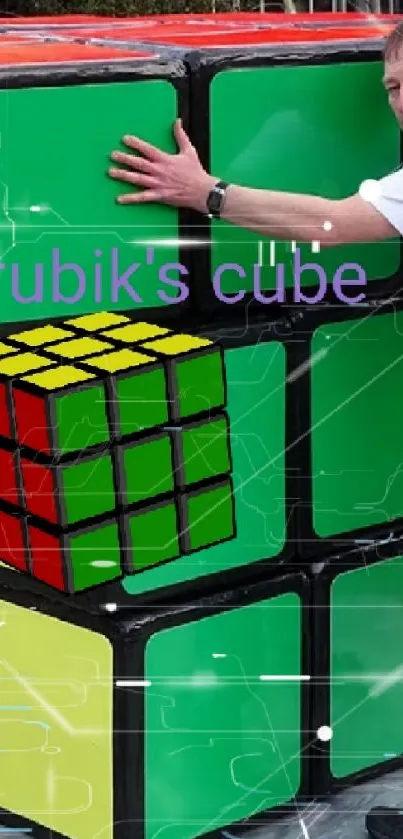 Giant Rubik's Cube with Guinness World Record logo.