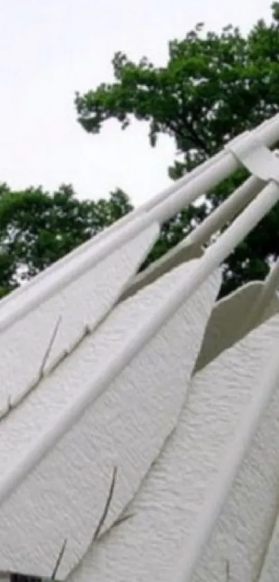 Giant shuttlecock sculpture amidst green park backdrop.