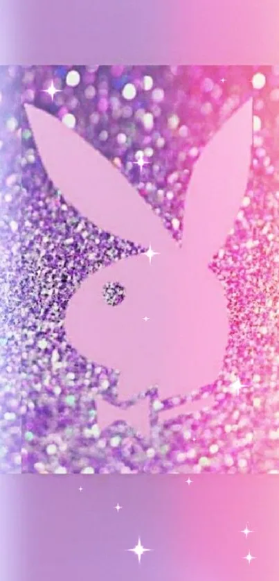 Pink glitter wallpaper with rabbit design.