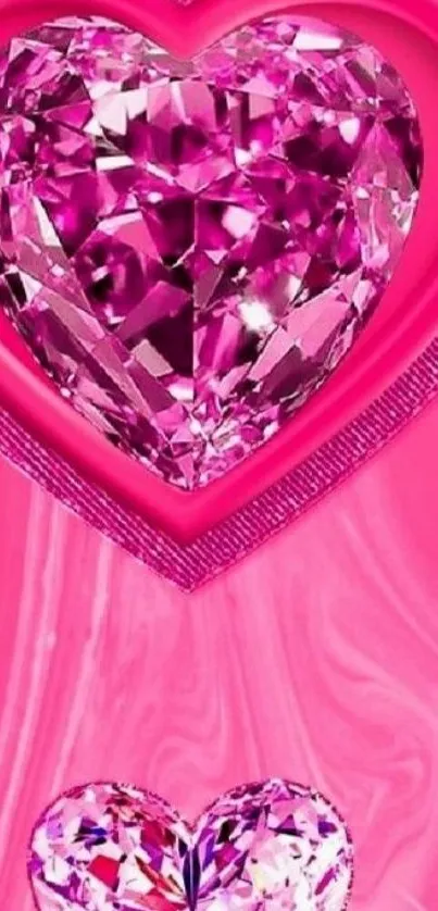 Glamorous pink heart wallpaper with a shiny gem effect.